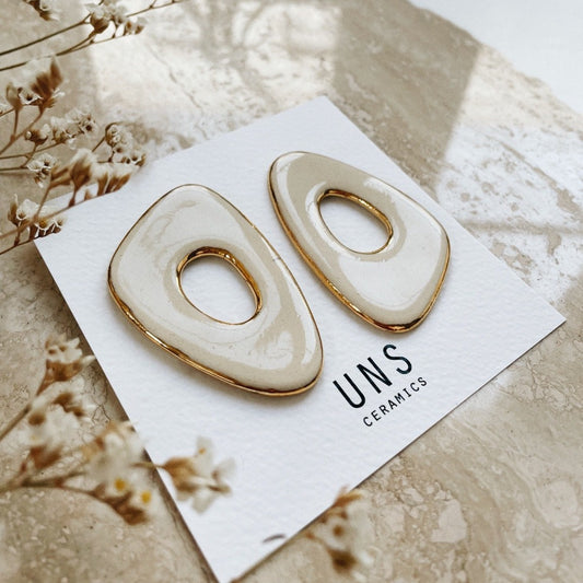 Zoe Ivory Gold Ceramic Earring