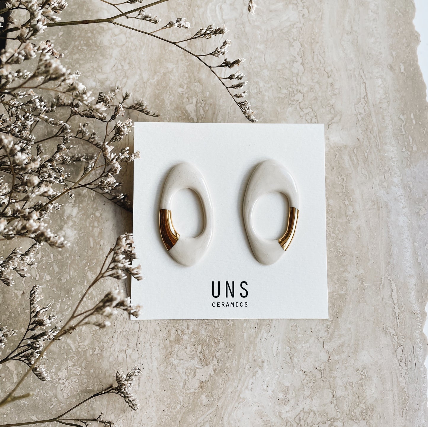 Livia Ivory Gold Ceramic Earring