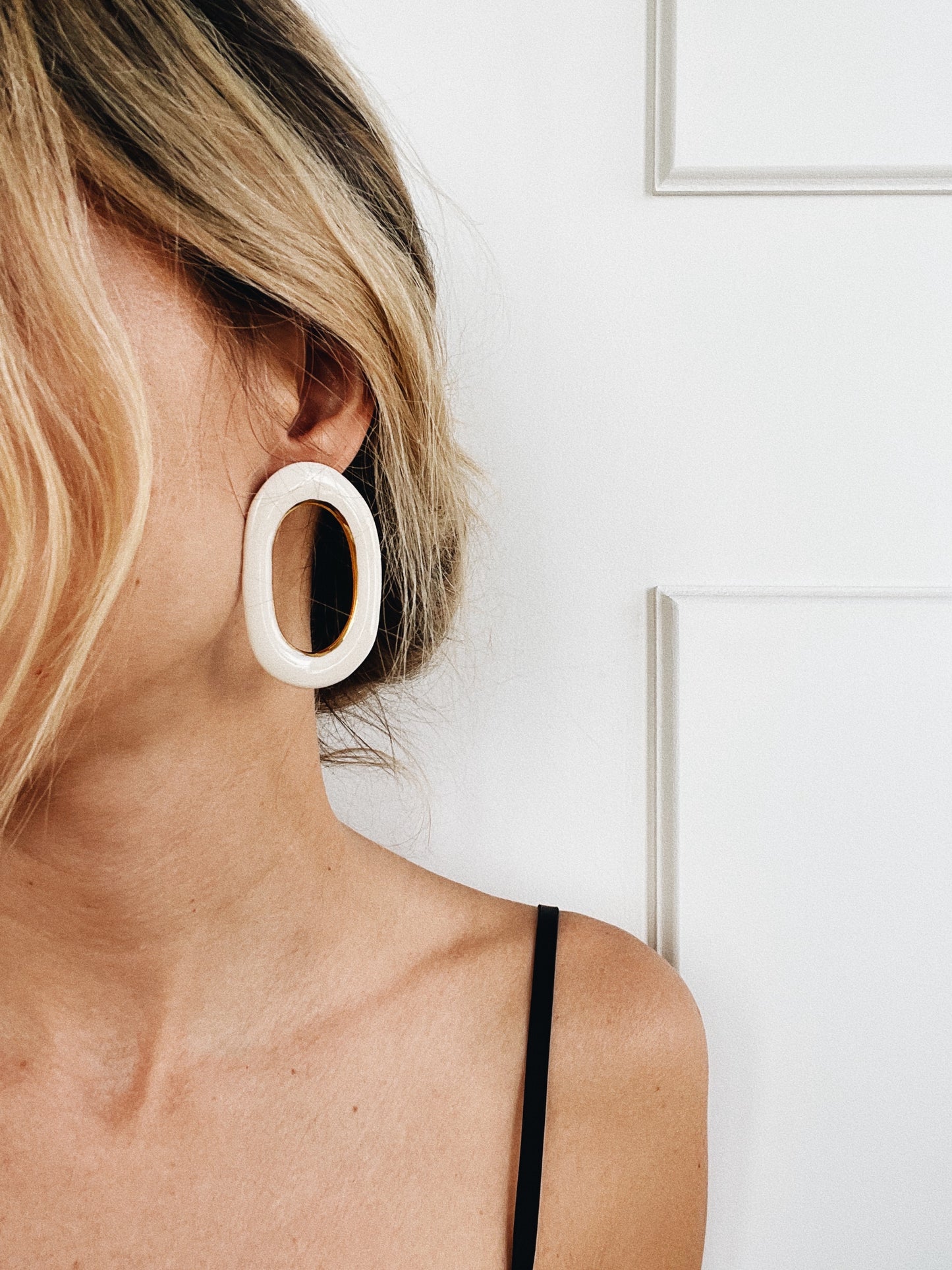 Marie Valentine Ivory Gold Ceramic Earring