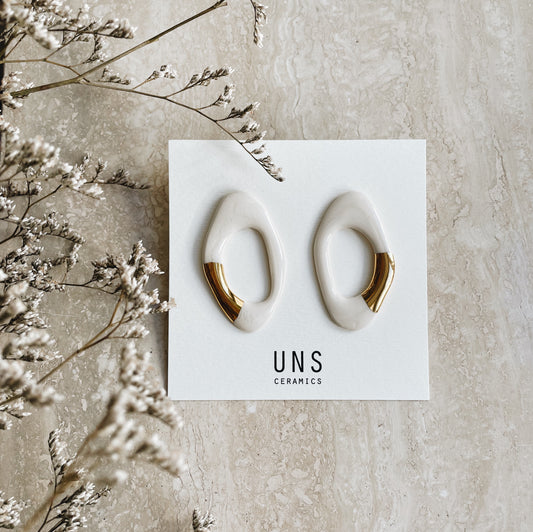 Livia Ivory Gold Ceramic Earring