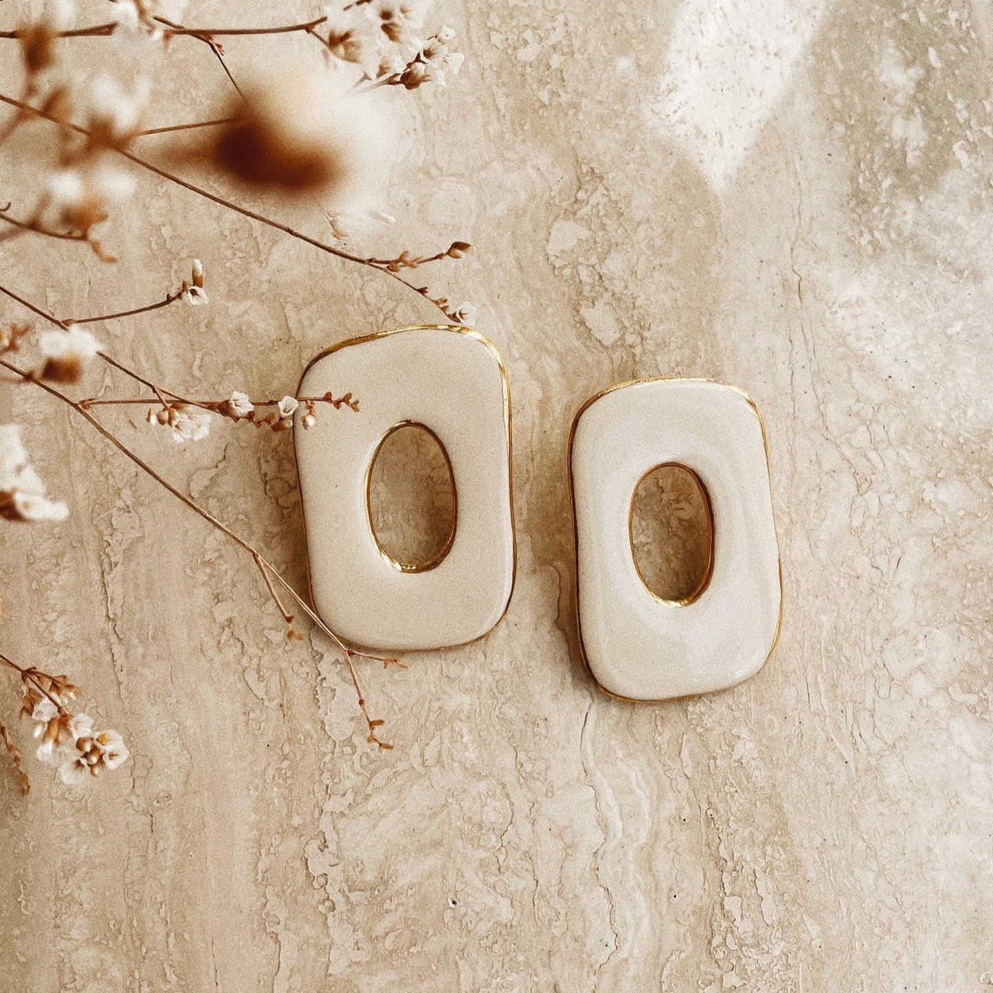 Clara Ivory Gold Ceramic Earring