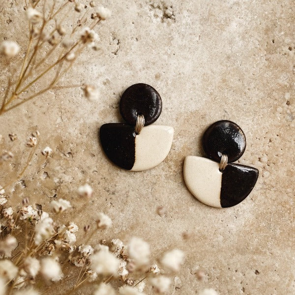 Ceci Black and White Ceramic Earring