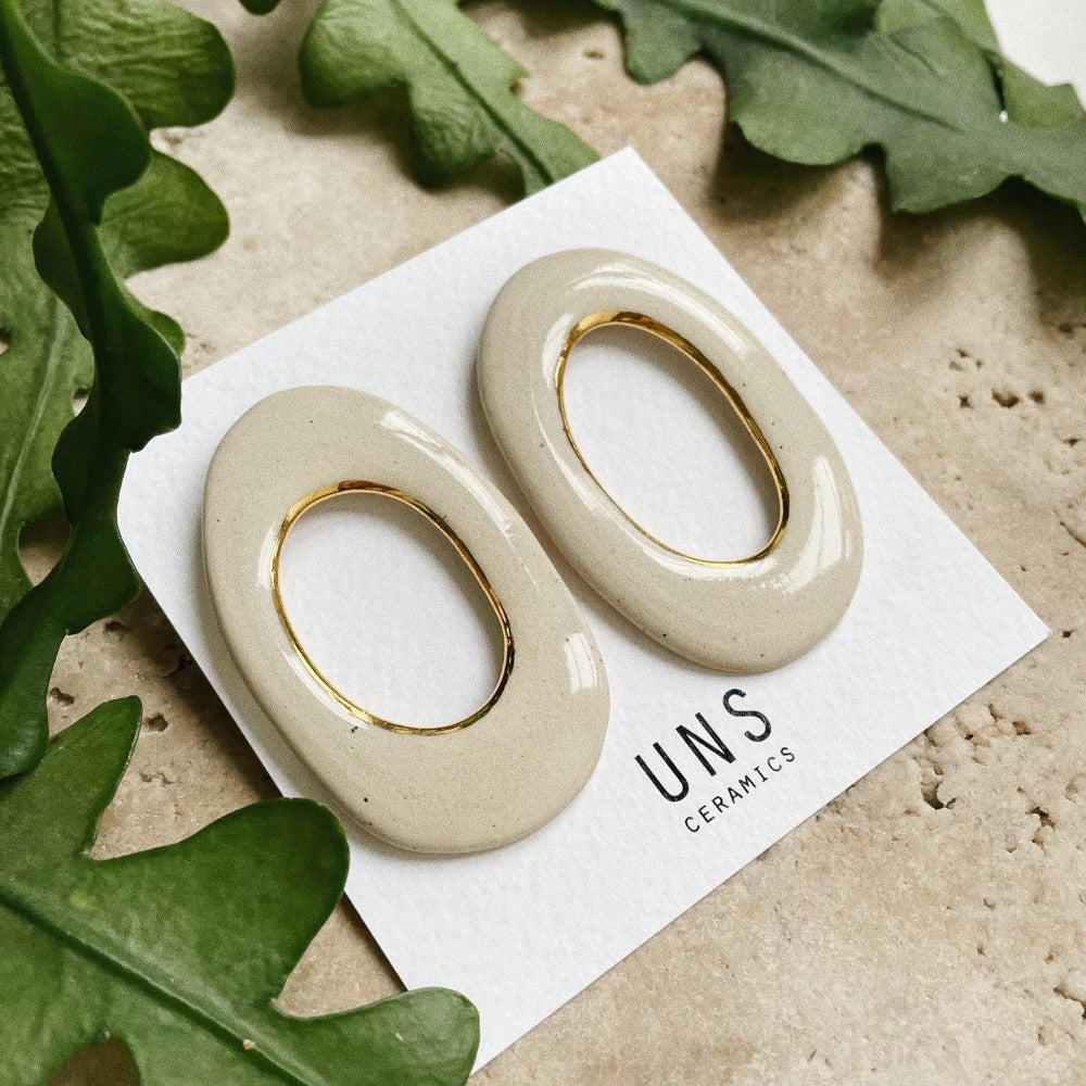 Marie Valentine Ivory Gold Ceramic Earring