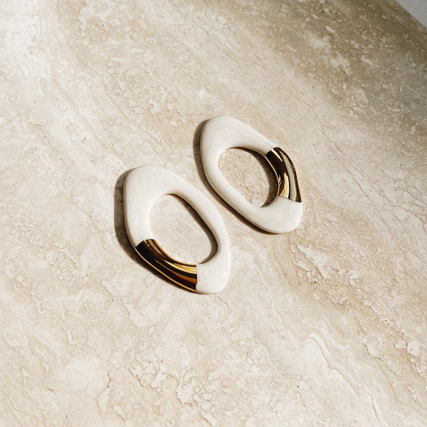 Livia Ivory Gold Ceramic Earring
