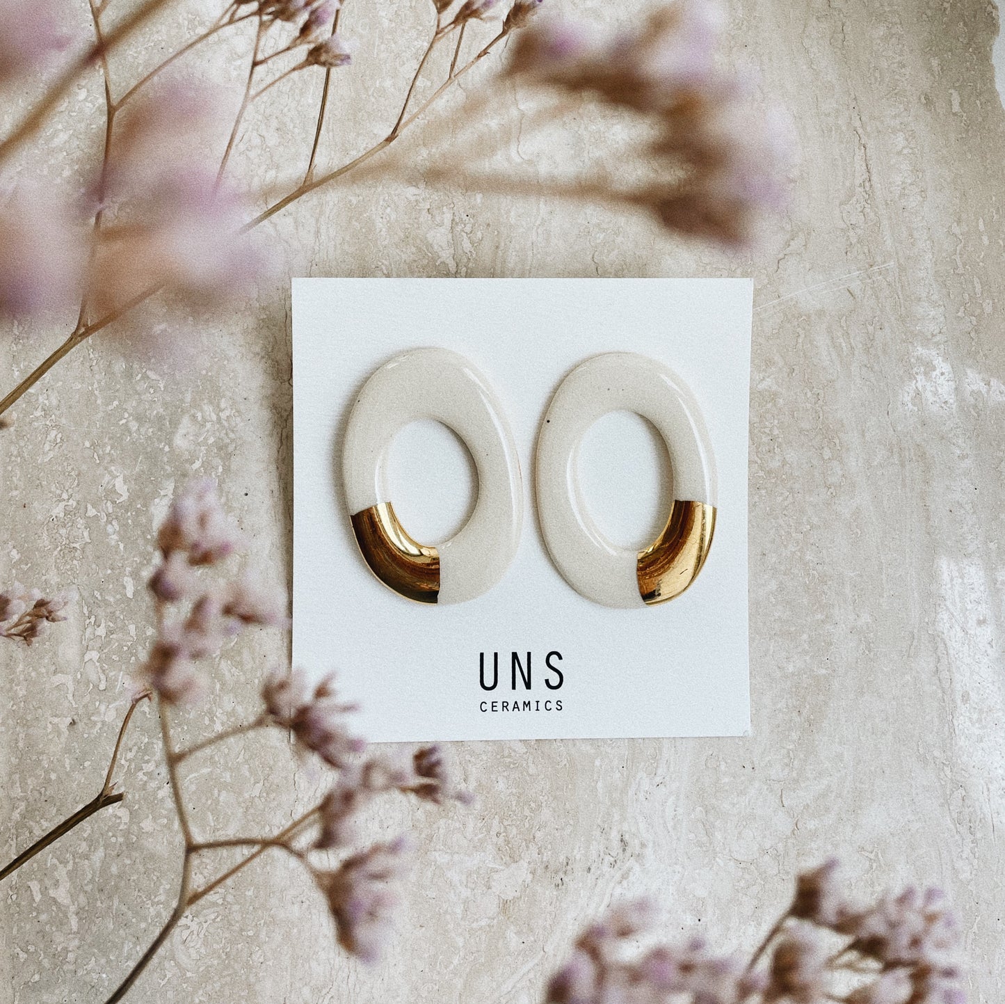 Livia Ceramic Earring with Gold