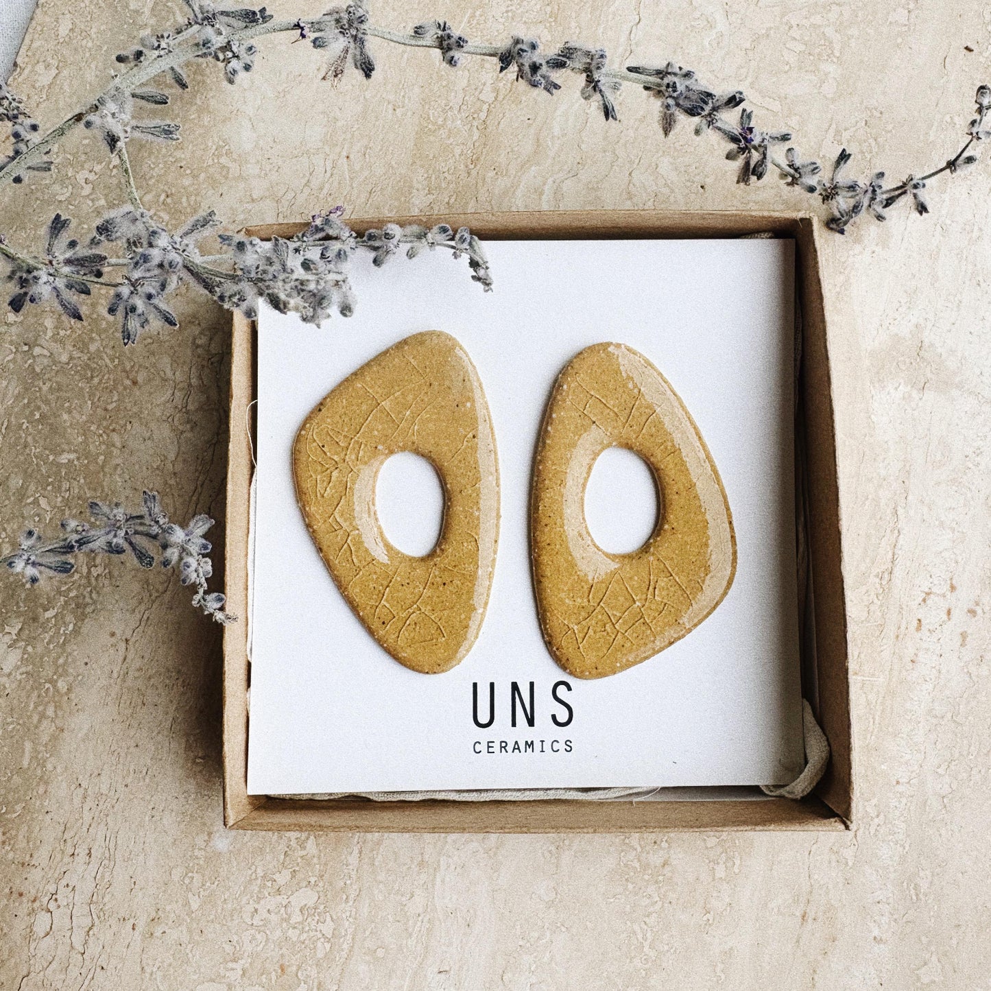 Zoe Ocher Gold Ceramic Earring