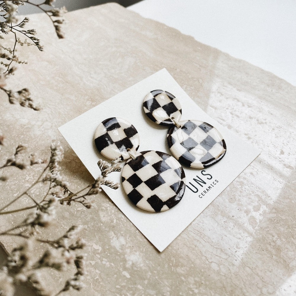 Luana Chess Ceramic Earring
